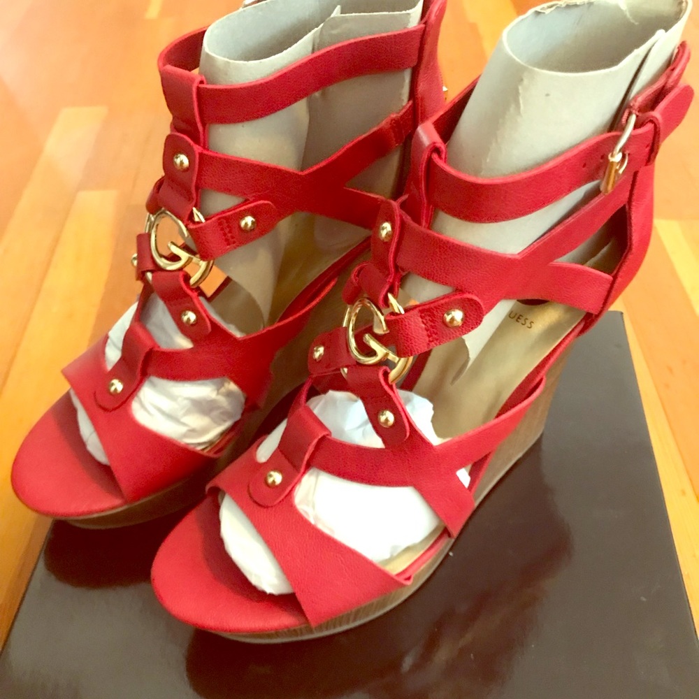 Brand new Red GUESS wedges size 10!
